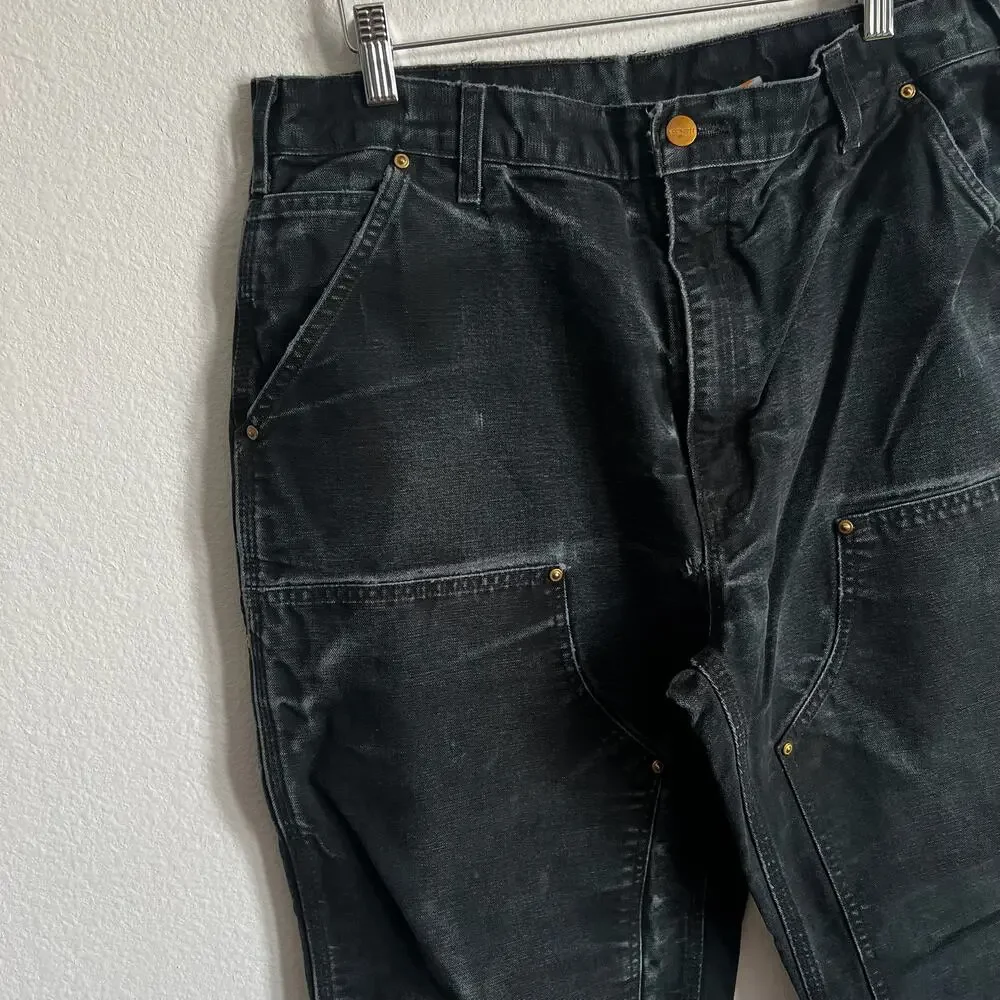 Carhartt faded black double knee work wear carpenter pants - Picture 2 of 13